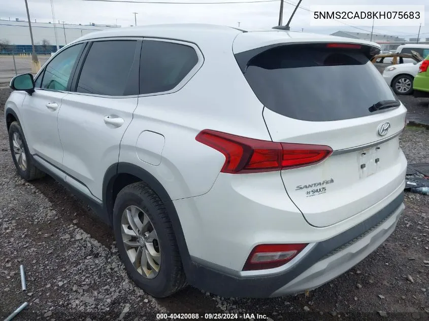 2019 Hyundai Santa Fe Se VIN: 5NMS2CAD8KH075683 Lot: 40420088