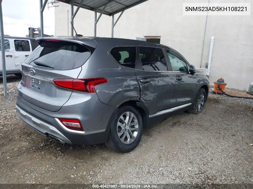 5NMS23AD5KH108221 2019 Hyundai Santa Fe Se