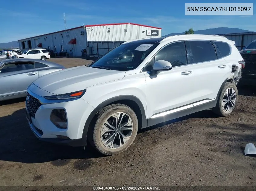 2019 Hyundai Santa Fe Limited 2.0T VIN: 5NMS5CAA7KH015097 Lot: 40430786