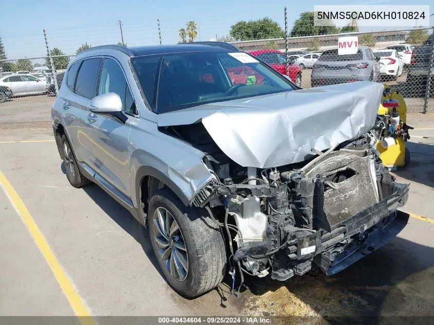 2019 Hyundai Santa Fe Limited VIN: 5NMS5CAD6KH010824 Lot: 40434604