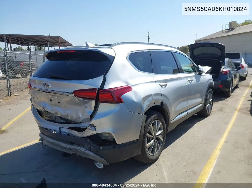 2019 Hyundai Santa Fe Limited VIN: 5NMS5CAD6KH010824 Lot: 40434604