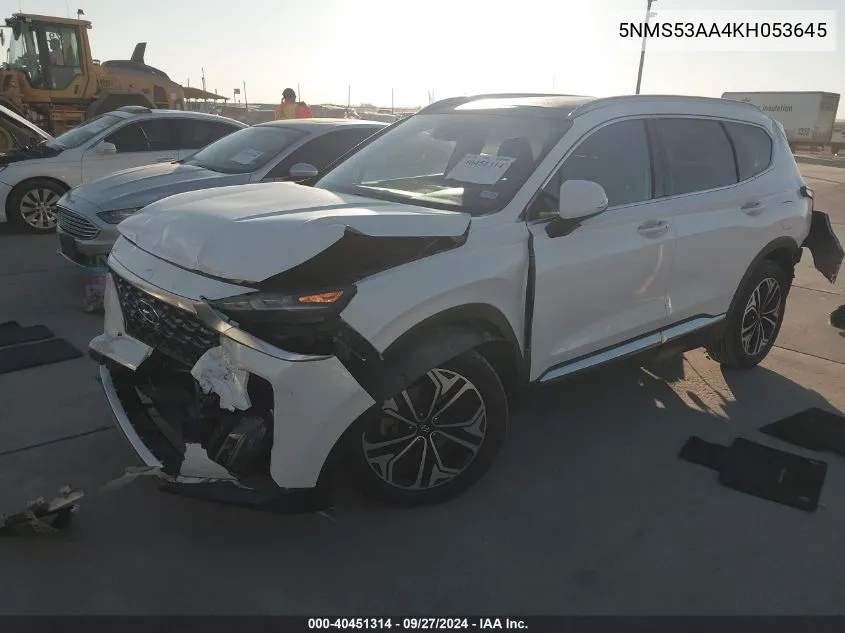 5NMS53AA4KH053645 2019 Hyundai Santa Fe Limited 2.0T