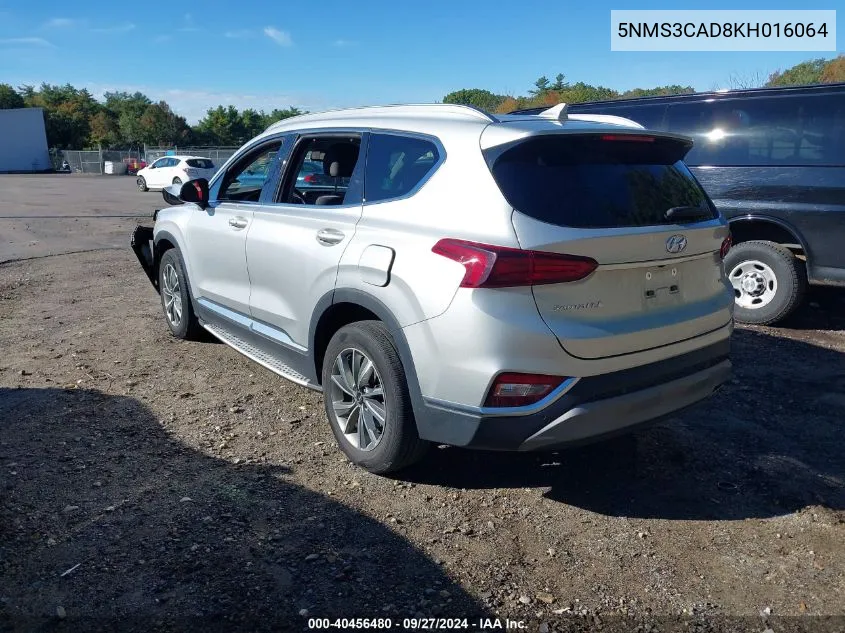 2019 Hyundai Santa Fe Sel Plus VIN: 5NMS3CAD8KH016064 Lot: 40456480