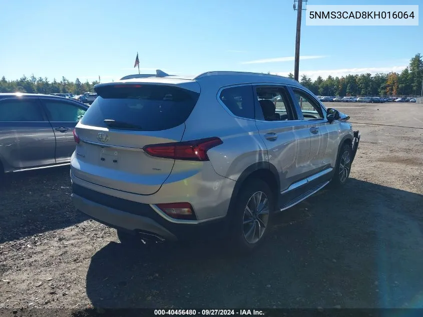 2019 Hyundai Santa Fe Sel Plus VIN: 5NMS3CAD8KH016064 Lot: 40456480