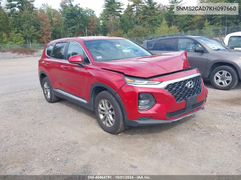 2019 Hyundai Santa Fe Se VIN: 5NMS2CAD7KH097660 Lot: 40464791