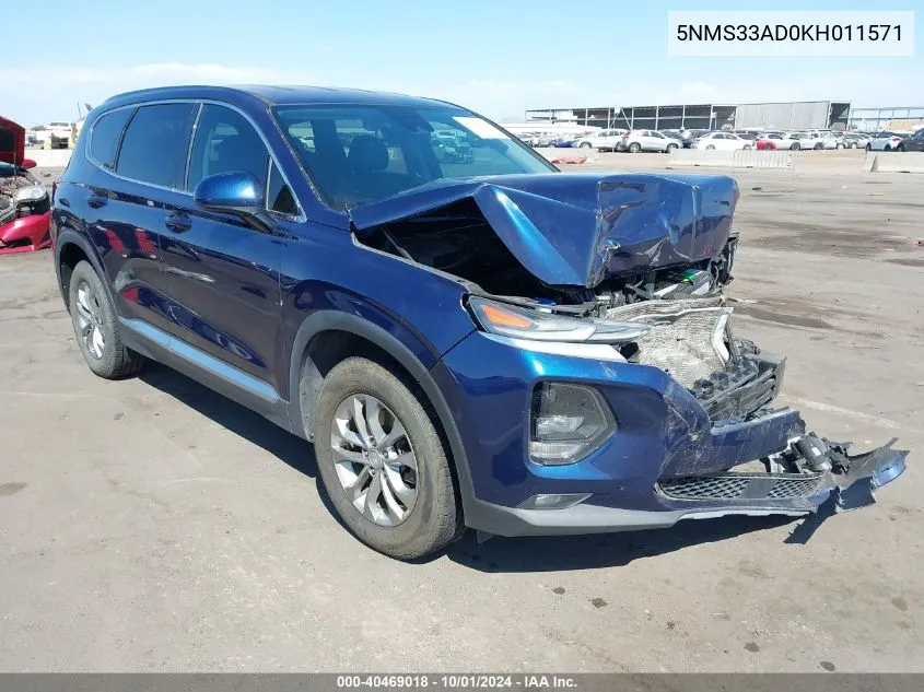 5NMS33AD0KH011571 2019 Hyundai Santa Fe Sel/Sel Plus