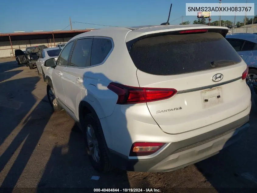 2019 Hyundai Santa Fe Se VIN: 5NMS23ADXKH083767 Lot: 40484844