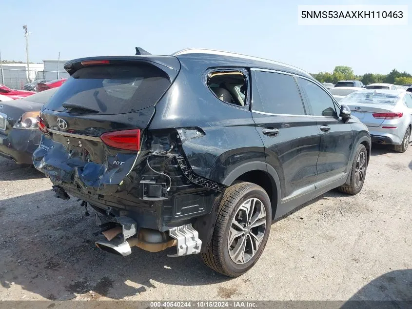 5NMS53AAXKH110463 2019 Hyundai Santa Fe Ultimate 2.0T