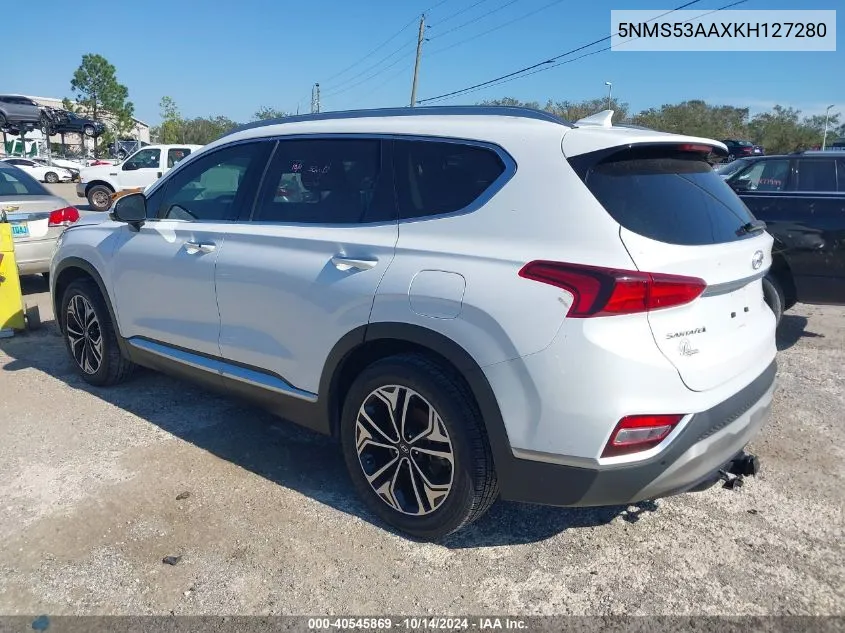 2019 Hyundai Santa Fe Ultimate 2.0T VIN: 5NMS53AAXKH127280 Lot: 40545869