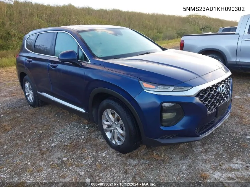 2019 Hyundai Santa Fe Se VIN: 5NMS23AD1KH090302 Lot: 40550216