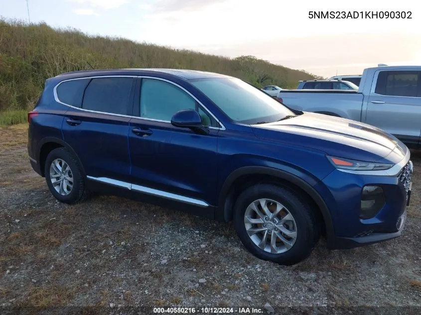 2019 Hyundai Santa Fe Se VIN: 5NMS23AD1KH090302 Lot: 40550216