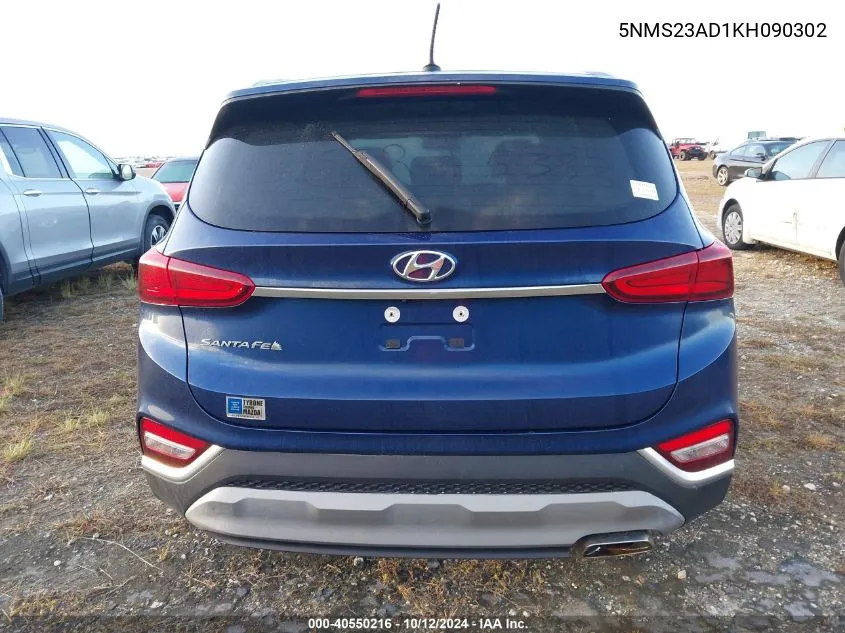 2019 Hyundai Santa Fe Se VIN: 5NMS23AD1KH090302 Lot: 40550216