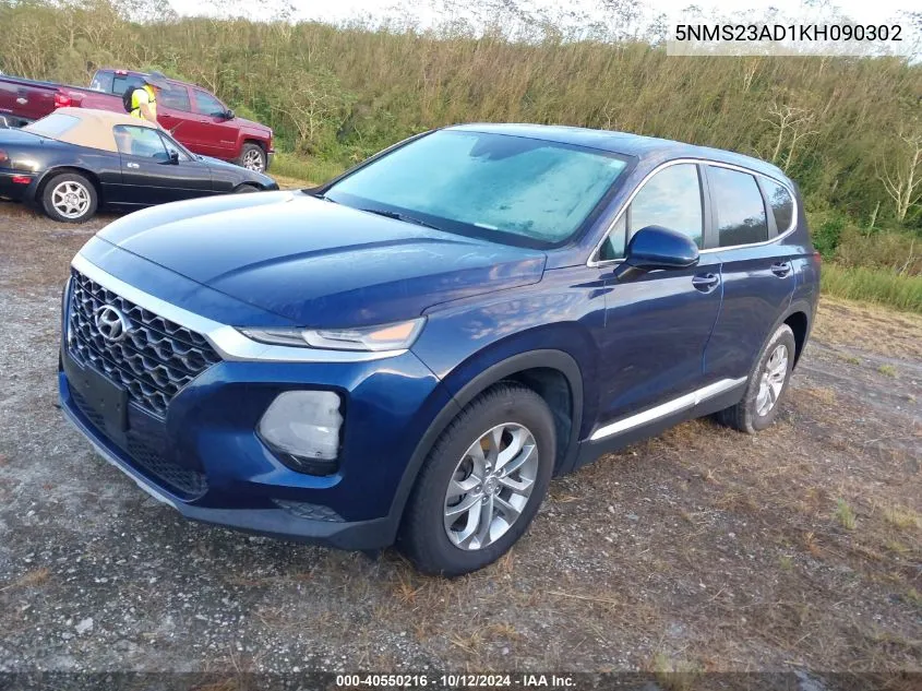 2019 Hyundai Santa Fe Se VIN: 5NMS23AD1KH090302 Lot: 40550216