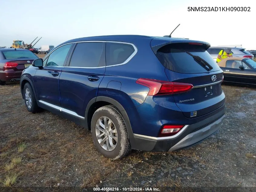 2019 Hyundai Santa Fe Se VIN: 5NMS23AD1KH090302 Lot: 40550216