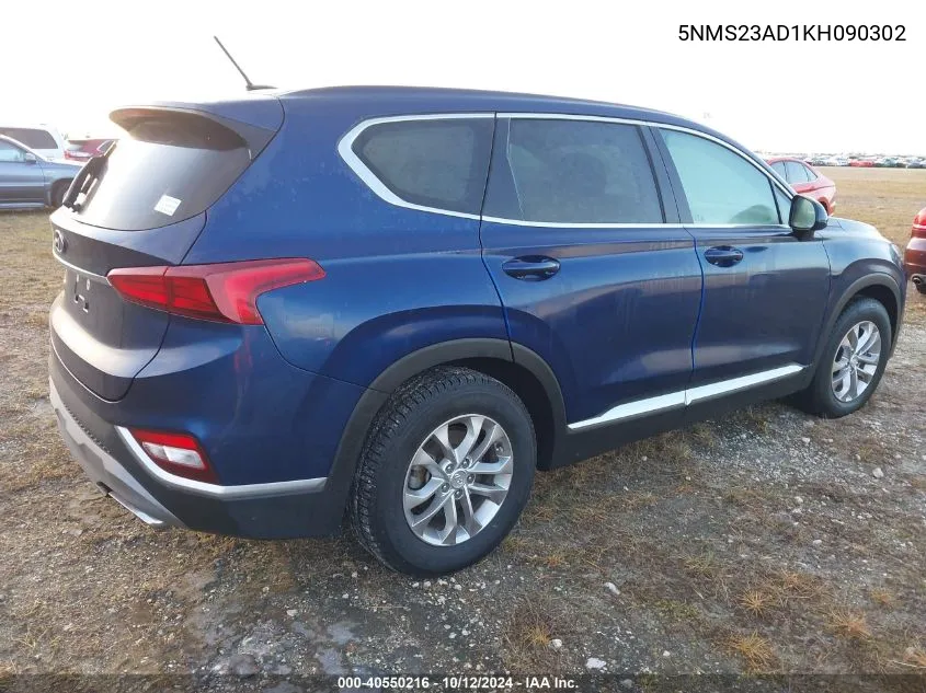 2019 Hyundai Santa Fe Se VIN: 5NMS23AD1KH090302 Lot: 40550216