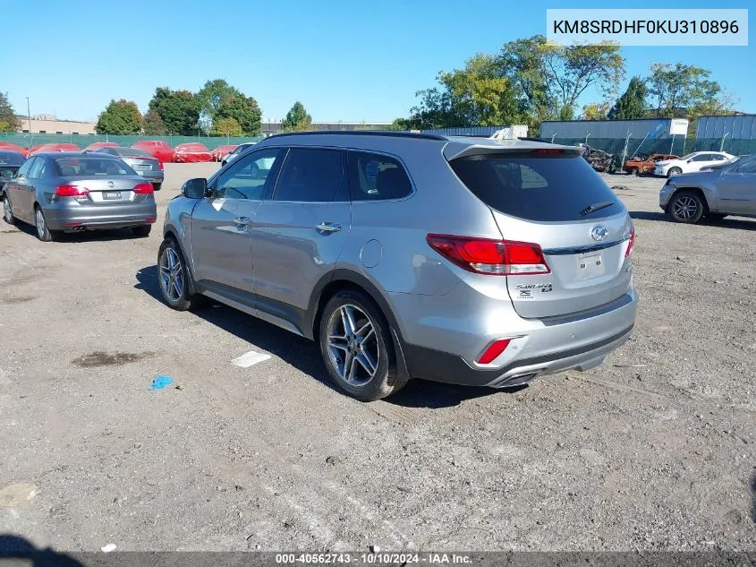 2019 Hyundai Santa Fe Xl Limited Ultimate VIN: KM8SRDHF0KU310896 Lot: 40562743