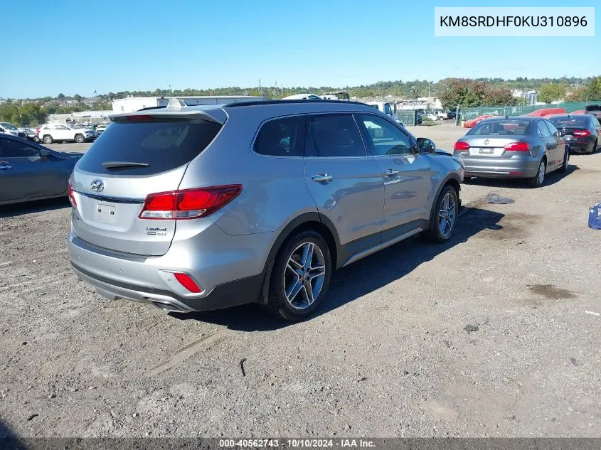 2019 Hyundai Santa Fe Xl Limited Ultimate VIN: KM8SRDHF0KU310896 Lot: 40562743