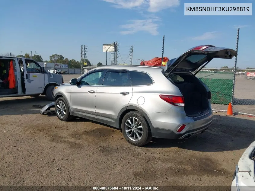 2019 Hyundai Santa Fe Xl Se VIN: KM8SNDHF3KU298819 Lot: 40575684