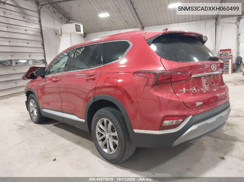 2019 Hyundai Santa Fe Sel VIN: 5NMS3CADXKH060499 Lot: 40575919