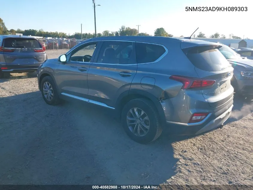 5NMS23AD9KH089303 2019 Hyundai Santa Fe Se