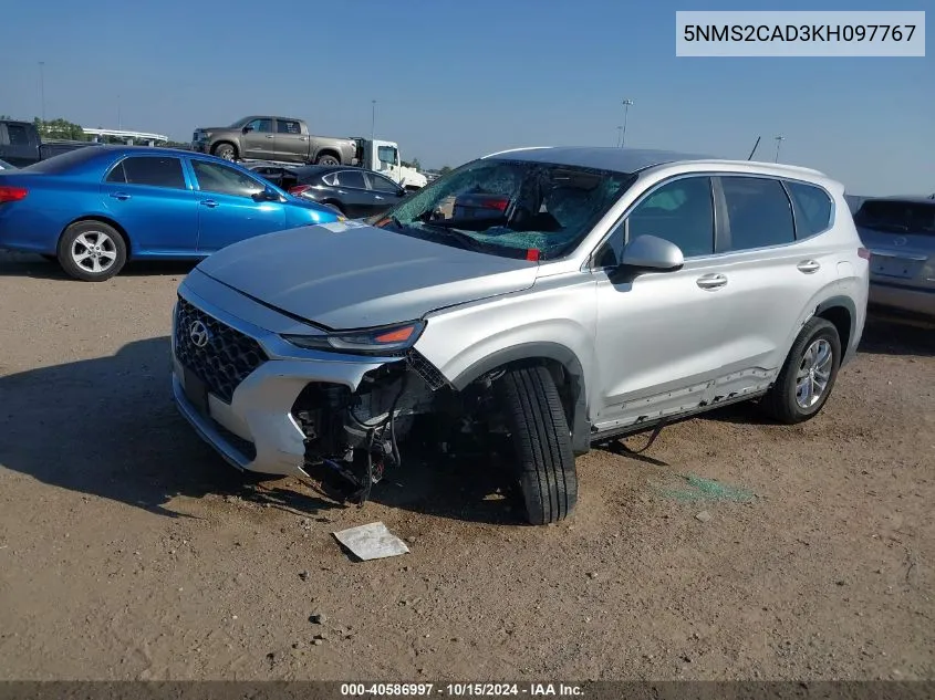 2019 Hyundai Santa Fe Se VIN: 5NMS2CAD3KH097767 Lot: 40586997