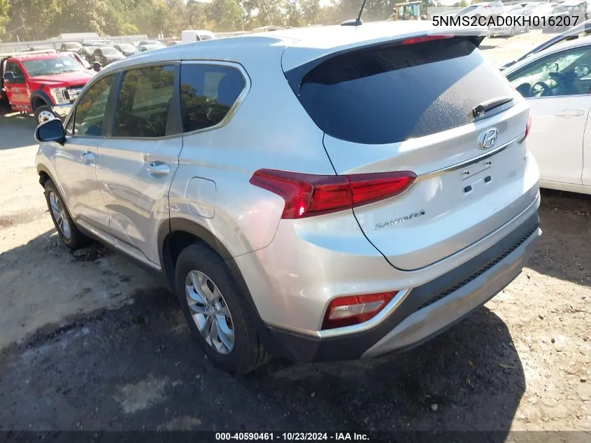 2019 Hyundai Santa Fe Se VIN: 5NMS2CAD0KH016207 Lot: 40590461