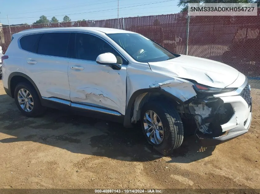 2019 Hyundai Santa Fe Sel VIN: 5NMS33AD0KH054727 Lot: 40597143