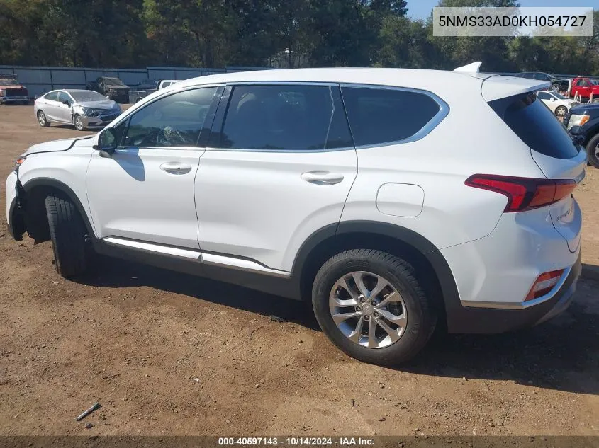 2019 Hyundai Santa Fe Sel VIN: 5NMS33AD0KH054727 Lot: 40597143