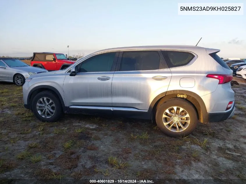 2019 Hyundai Santa Fe Se VIN: 5NMS23AD9KH025827 Lot: 40601829