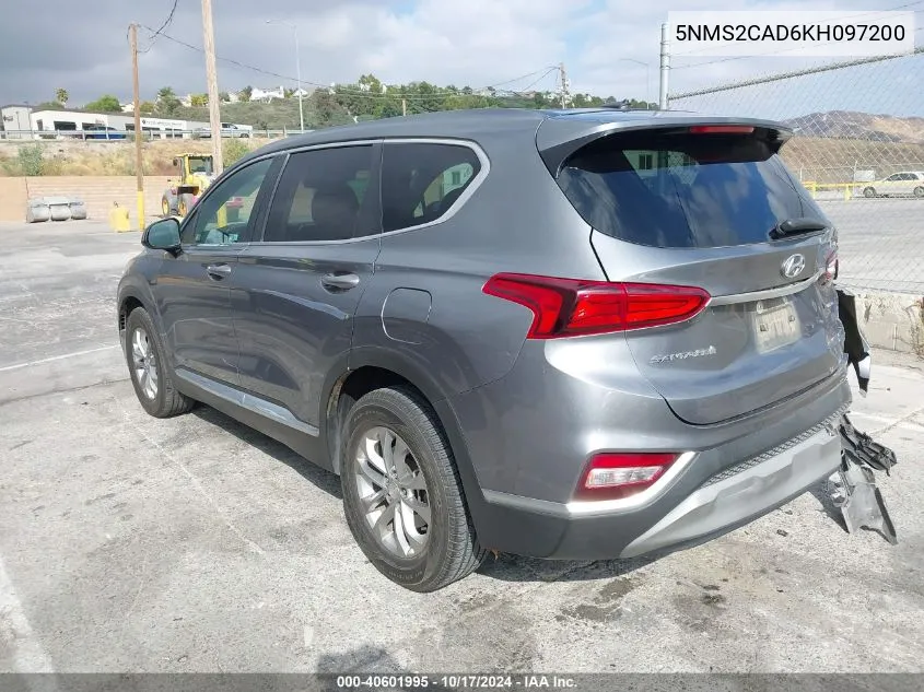 2019 Hyundai Santa Fe Se VIN: 5NMS2CAD6KH097200 Lot: 40601995