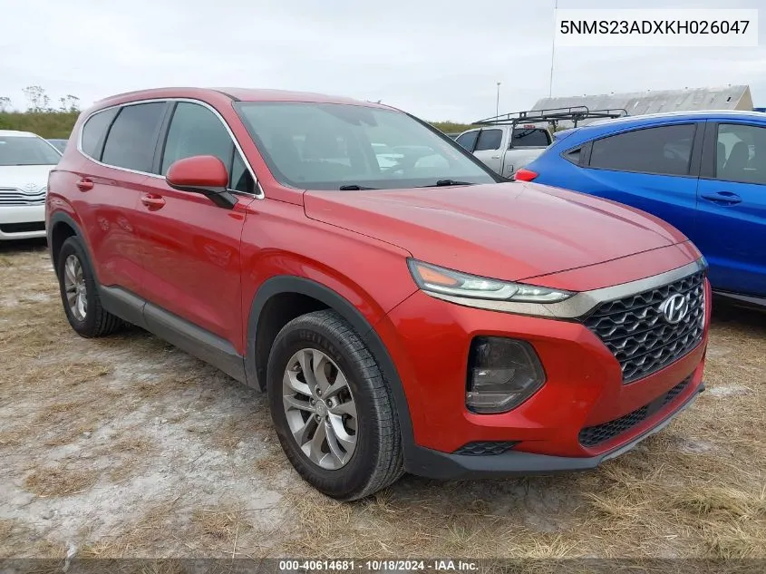 2019 Hyundai Santa Fe Se VIN: 5NMS23ADXKH026047 Lot: 40614681