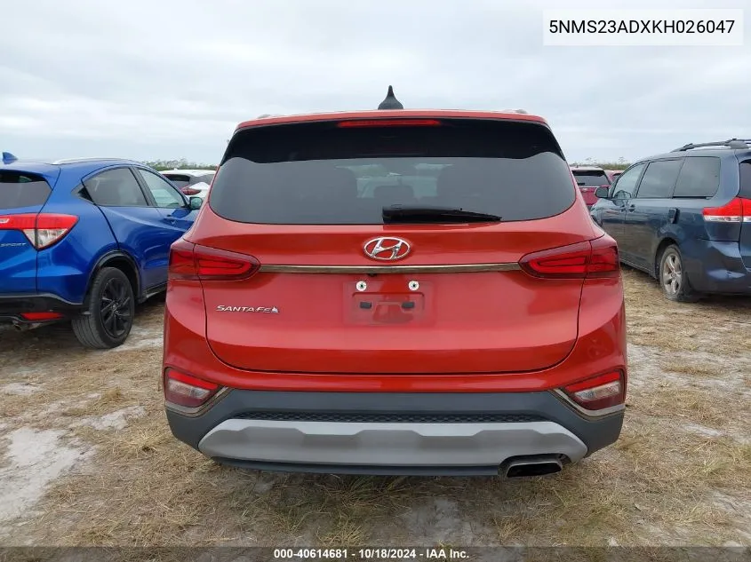 2019 Hyundai Santa Fe Se VIN: 5NMS23ADXKH026047 Lot: 40614681