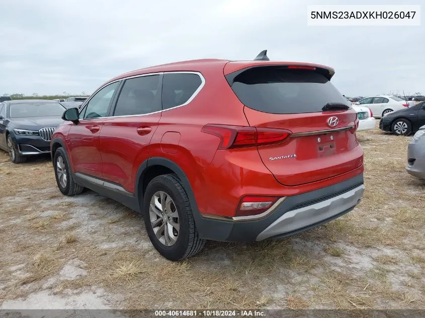 2019 Hyundai Santa Fe Se VIN: 5NMS23ADXKH026047 Lot: 40614681