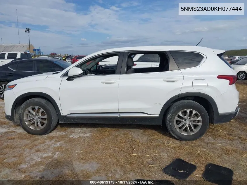 5NMS23AD0KH077444 2019 Hyundai Santa Fe Se