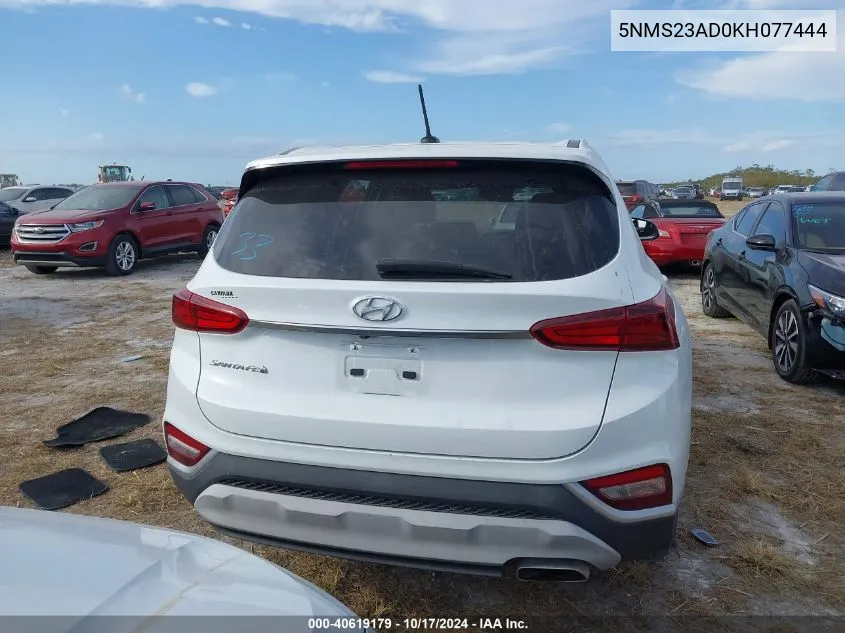 2019 Hyundai Santa Fe Se VIN: 5NMS23AD0KH077444 Lot: 40619179