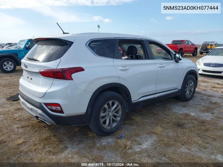 5NMS23AD0KH077444 2019 Hyundai Santa Fe Se