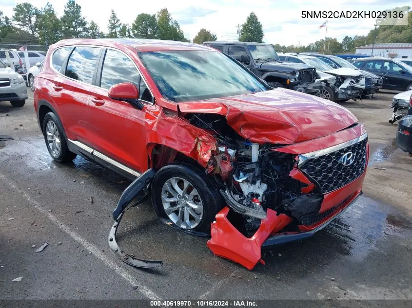 2019 Hyundai Santa Fe Se VIN: 5NMS2CAD2KH029136 Lot: 40619970