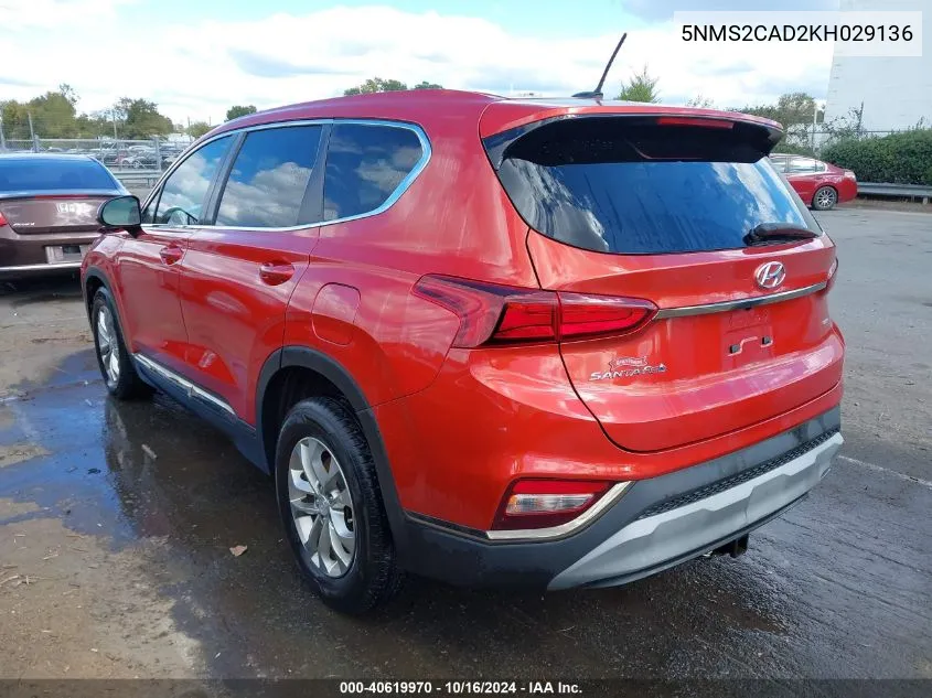 5NMS2CAD2KH029136 2019 Hyundai Santa Fe Se