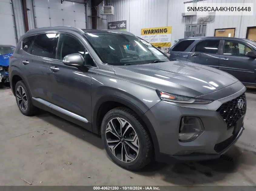 2019 Hyundai Santa Fe Limited 2.0T VIN: 5NMS5CAA4KH016448 Lot: 40621280