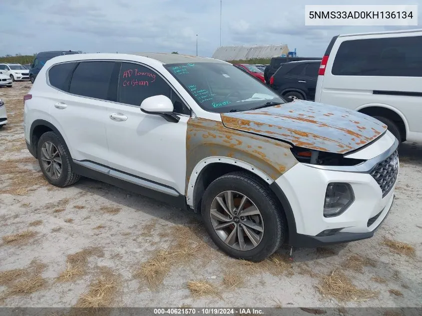 5NMS33AD0KH136134 2019 Hyundai Santa Fe Sel Plus