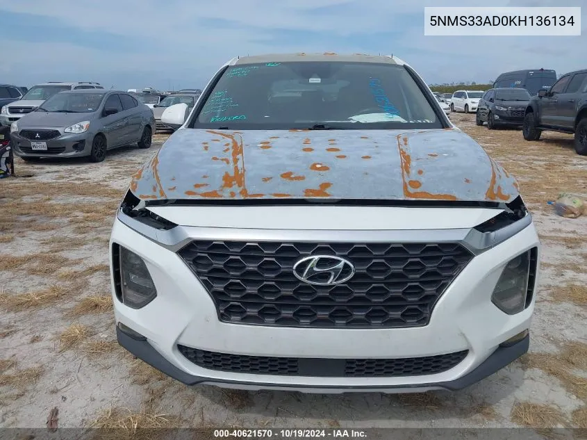 2019 Hyundai Santa Fe Sel Plus VIN: 5NMS33AD0KH136134 Lot: 40621570