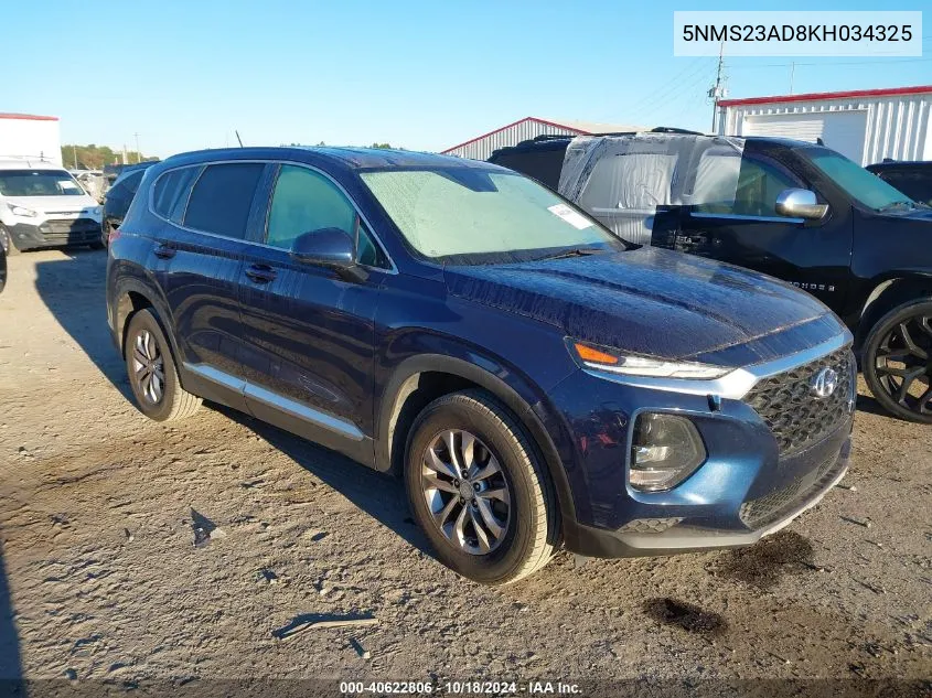 2019 Hyundai Santa Fe Se VIN: 5NMS23AD8KH034325 Lot: 40622806