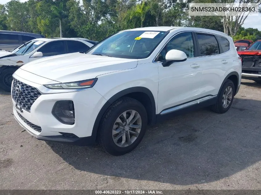 2019 Hyundai Santa Fe Se VIN: 5NMS23AD8KH028363 Lot: 40628323