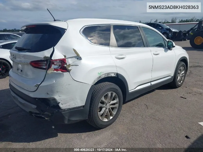 2019 Hyundai Santa Fe Se VIN: 5NMS23AD8KH028363 Lot: 40628323