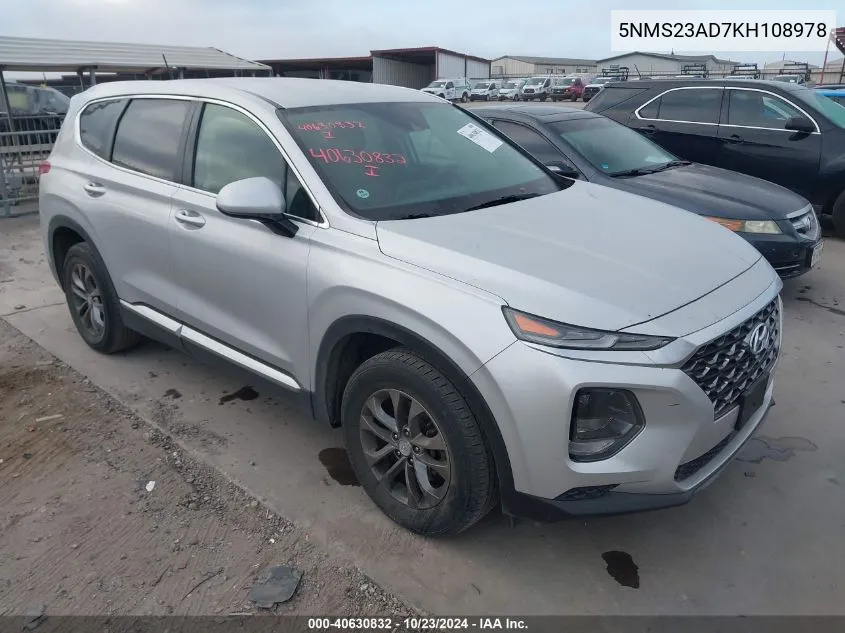 5NMS23AD7KH108978 2019 Hyundai Santa Fe Se