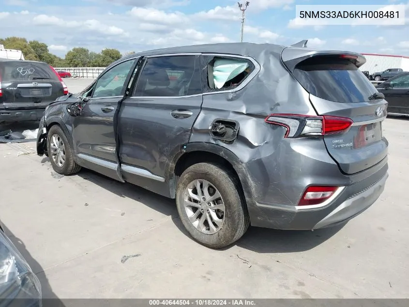 5NMS33AD6KH008481 2019 Hyundai Santa Fe Sel