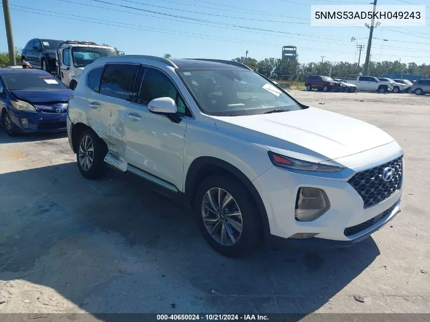 5NMS53AD5KH049243 2019 Hyundai Santa Fe Limited