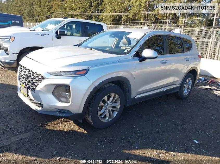 2019 Hyundai Santa Fe Se VIN: 5NMS2CAD4KH101938 Lot: 40654782