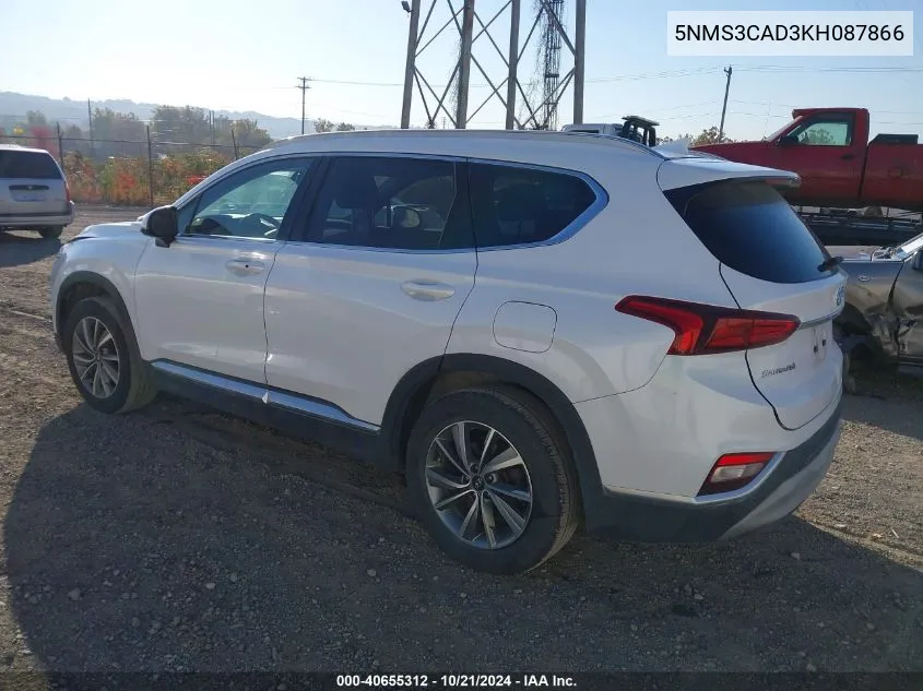 2019 Hyundai Santa Fe Sel/Sel Plus VIN: 5NMS3CAD3KH087866 Lot: 40655312