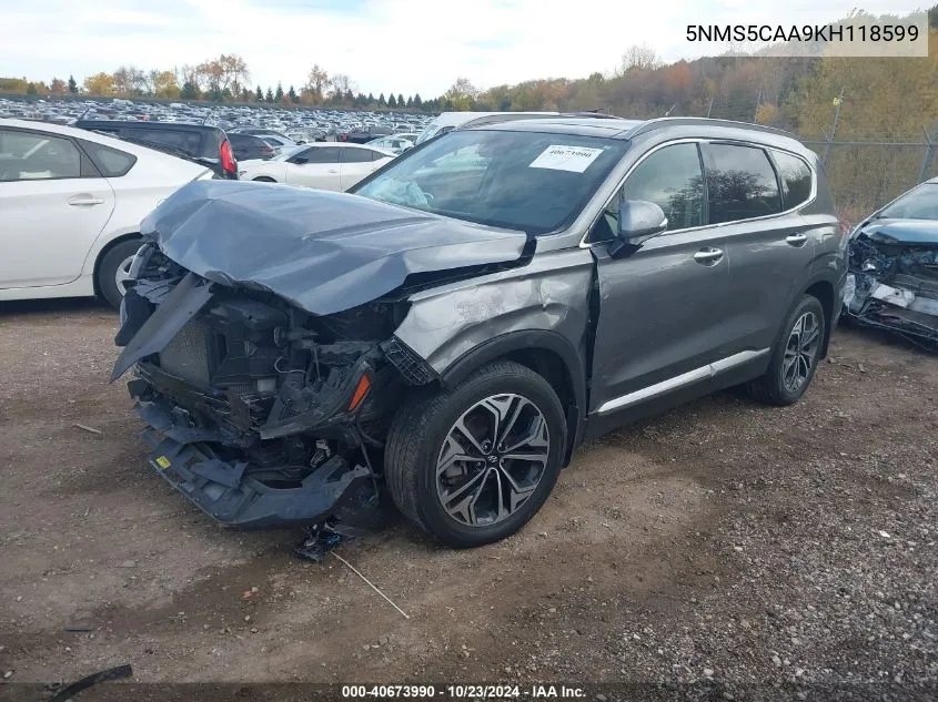 5NMS5CAA9KH118599 2019 Hyundai Santa Fe Limited 2.0T